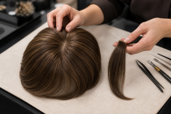 Repair a Shedding Hair Topper professional ventilating new hair into the underside of a repairable topper base