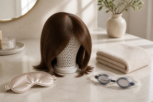 hair topper removed before sleep, intense exercise, and swimming