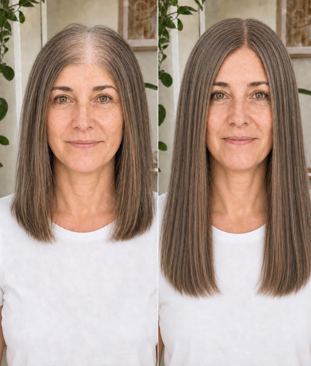 hair topper covering a bald spot
