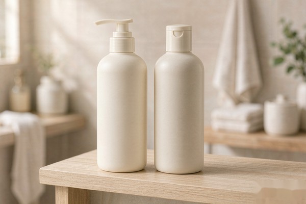 gentle shampoo and conditioner bottles on shelf
